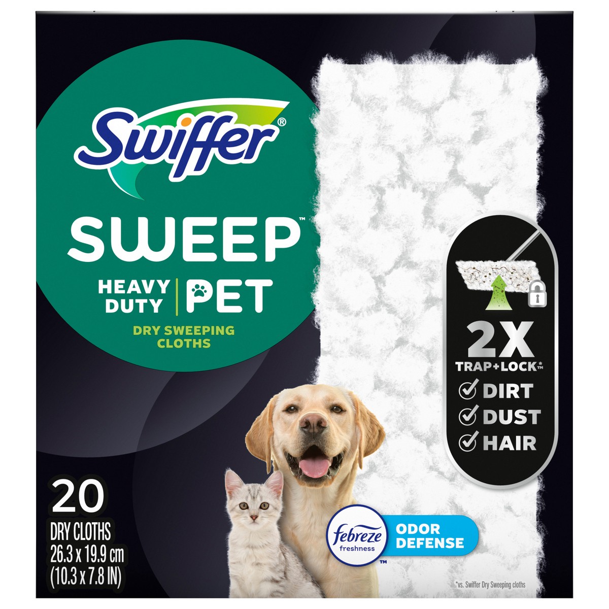 slide 1 of 2, Swiffer Sweep + Mop, Dry Pads Refill, Floor Cleaner, Cleaning Cloths, Heavy Duty, Pet, 20ct, 20 ct