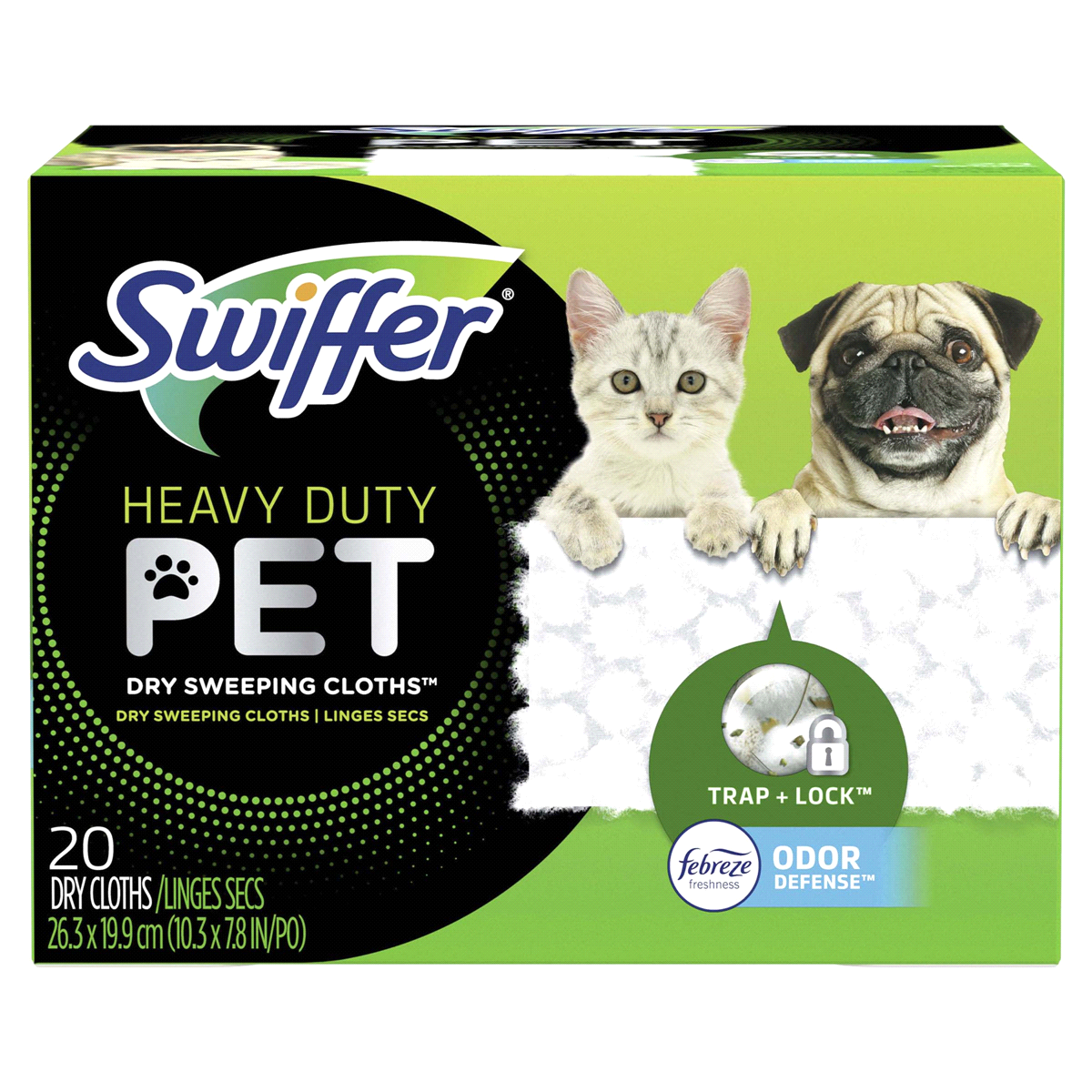 slide 1 of 2, Swiffer Heavy Duty Pet, Dry Sweeping Cloth With Febreze Odor Defense, 20 ct