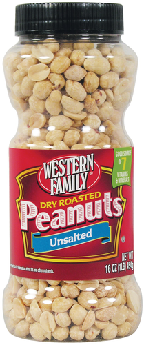 slide 1 of 1, Western Family Peanuts Unsalted, 16 oz