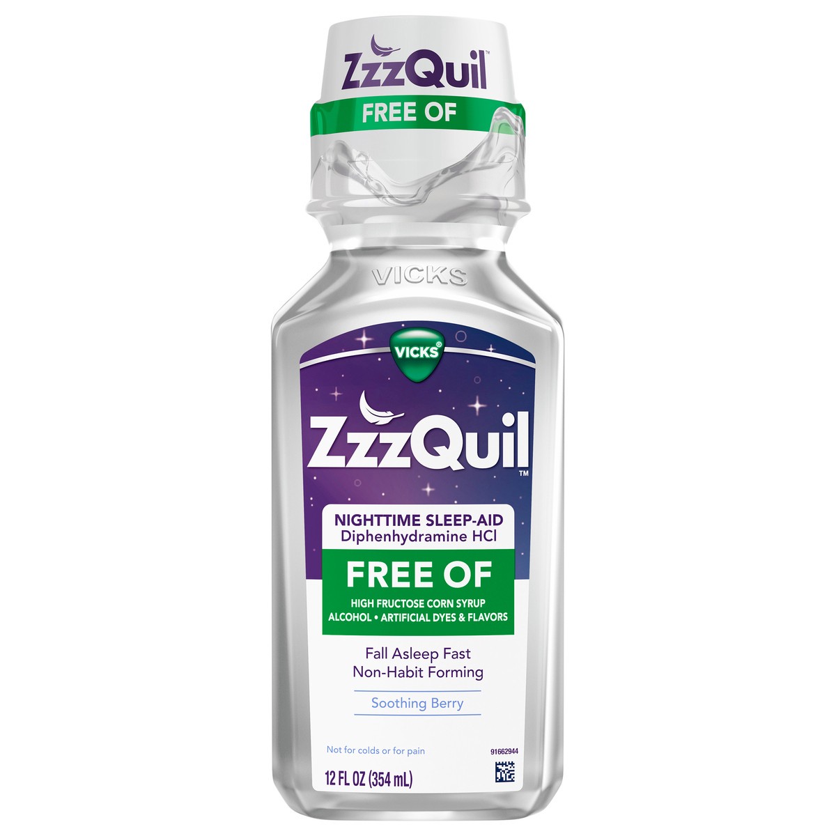 slide 1 of 2, ZzzQuil Nighttime Sleep-Aid Liquid - Alcohol & Dye-Free Berry - 12 fl oz, 12 fl oz