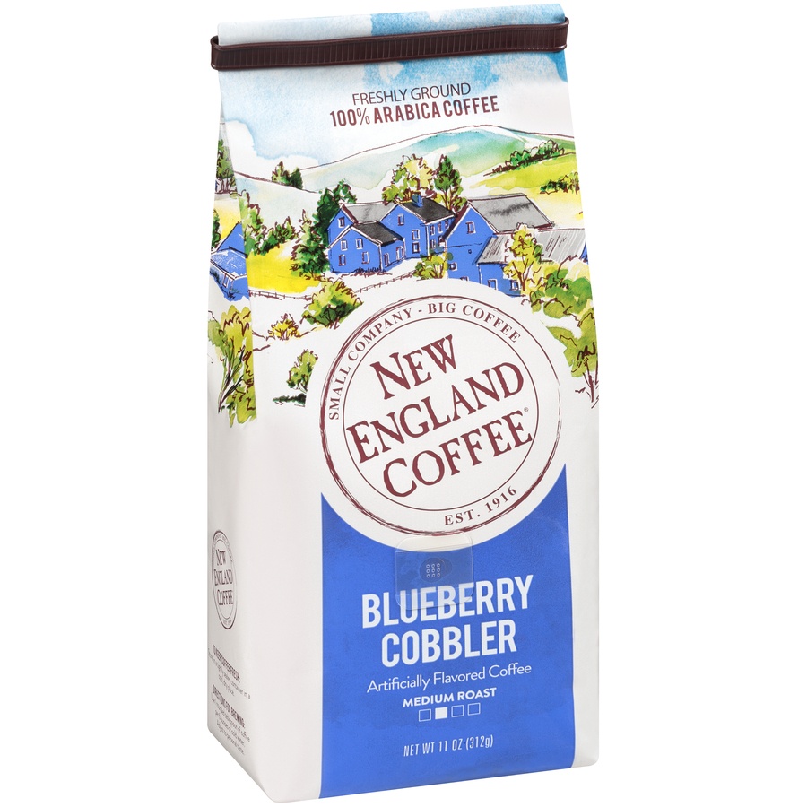 slide 2 of 7, New England Coffee Blueberry Cobbler Light Roast Ground Coffee, 11 oz