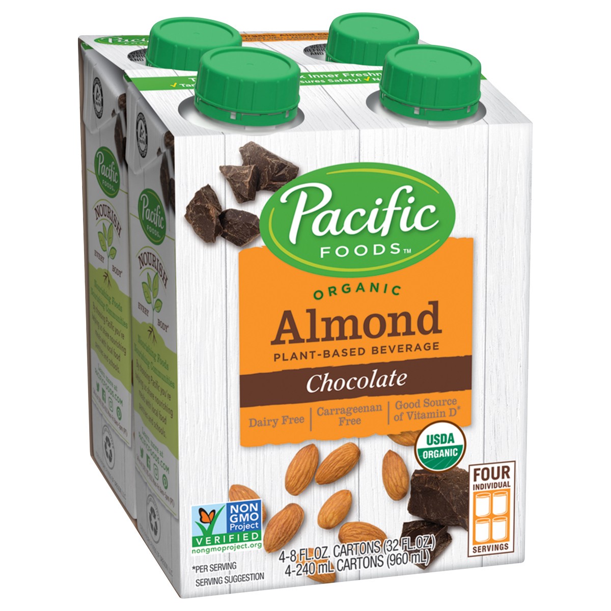 slide 2 of 12, Pacific Foods Organic Almond Chocolate Plant-Based Beverage, 8oz, 4-pack, 32 oz