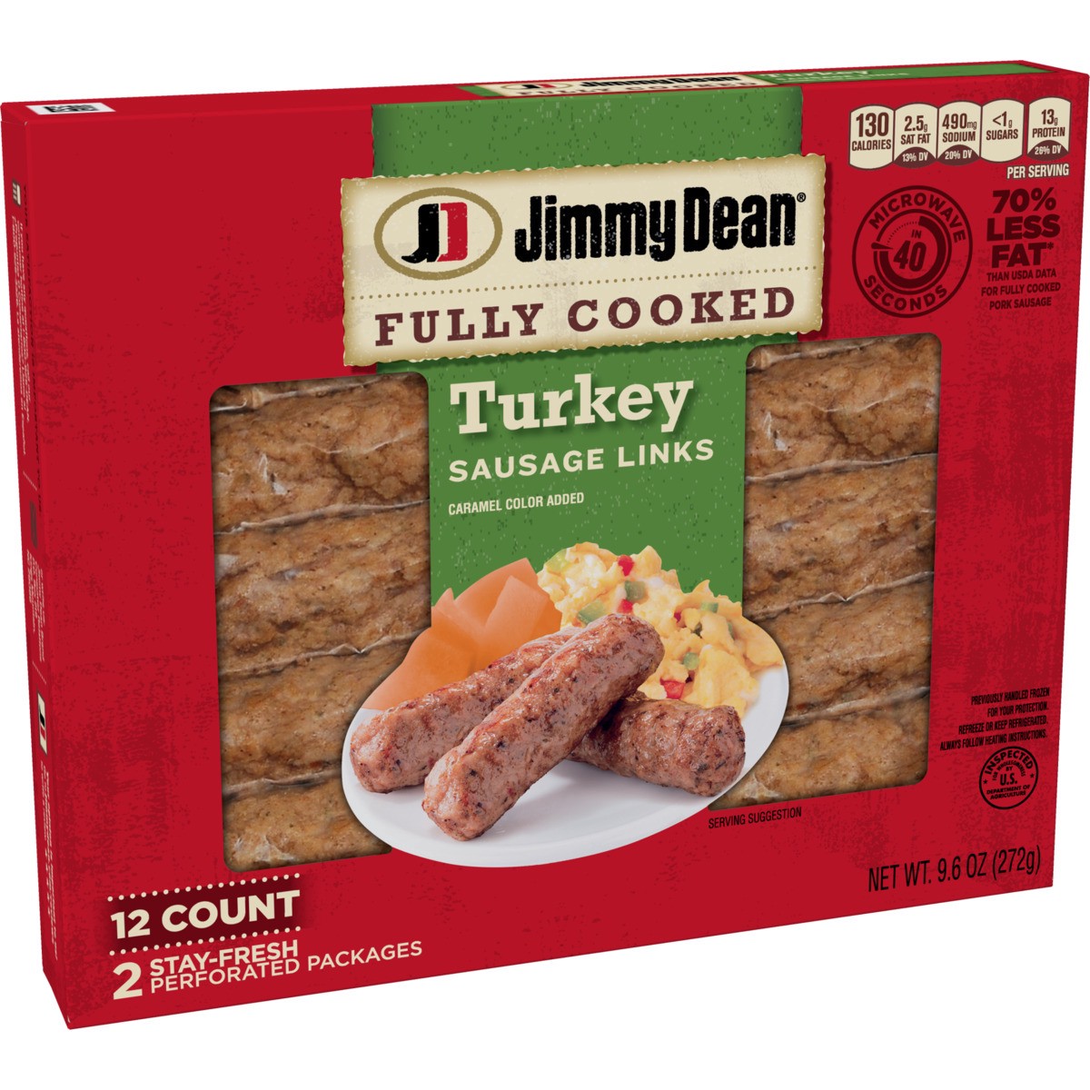 slide 2 of 8, Jimmy Dean Fully Cooked Breakfast Turkey Sausage Links, 12 Count, 272.15 g