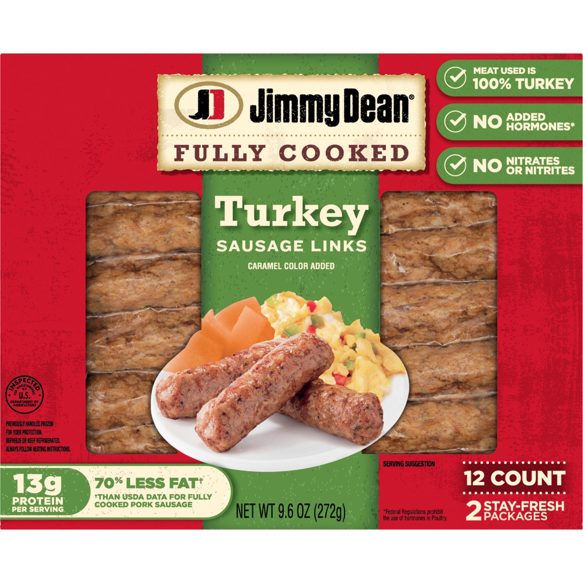 slide 1 of 8, Jimmy Dean Fully Cooked Turkey Sausage Links - 9.6oz/12ct, 272.15 g