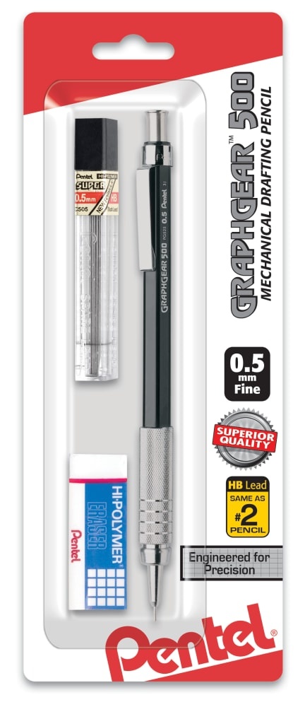 Pentel Graphgear 500 0.5Mm Mechanical Drafting Pencil Set - 3 Piece 3 ct