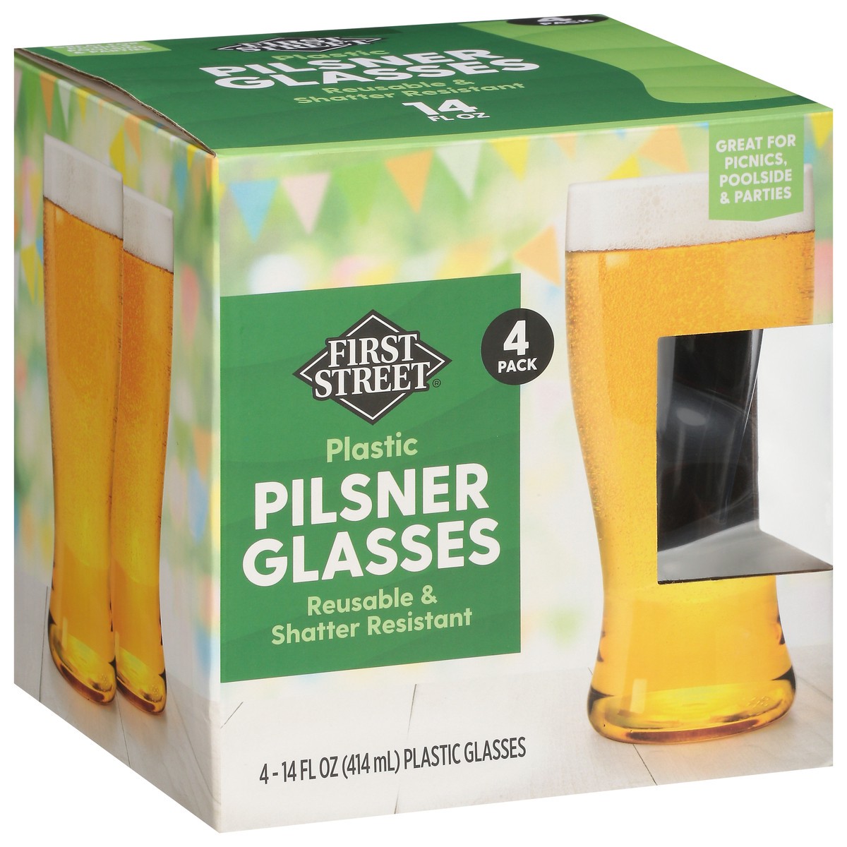 slide 9 of 11, First Street Pilsner Glass, 4 ct