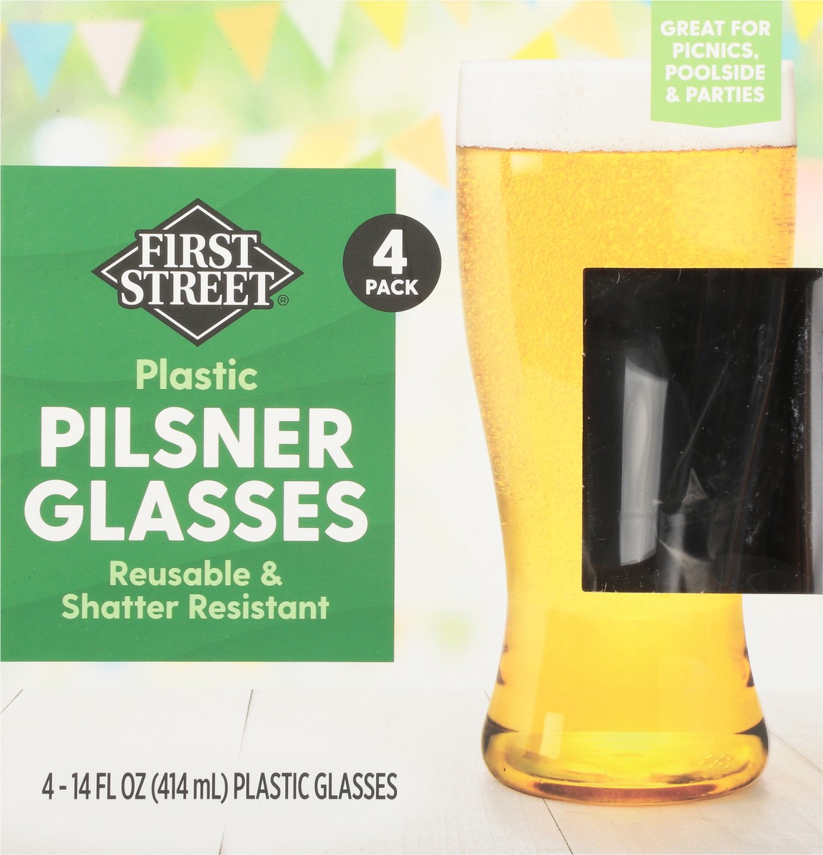 slide 10 of 11, First Street Pilsner Glass, 4 ct