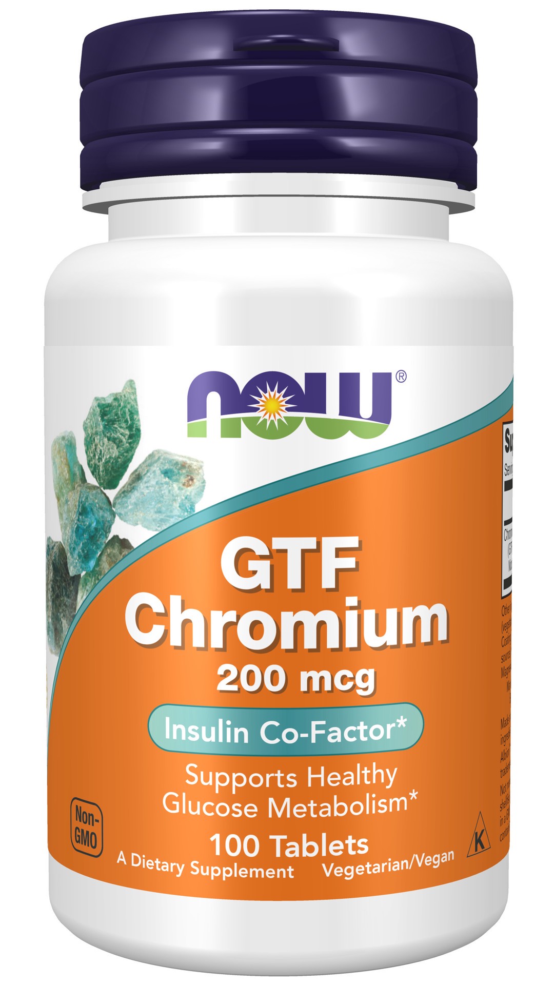 slide 1 of 4, NOW GTF Chromium 200 mcg Tablets, 100 ct
