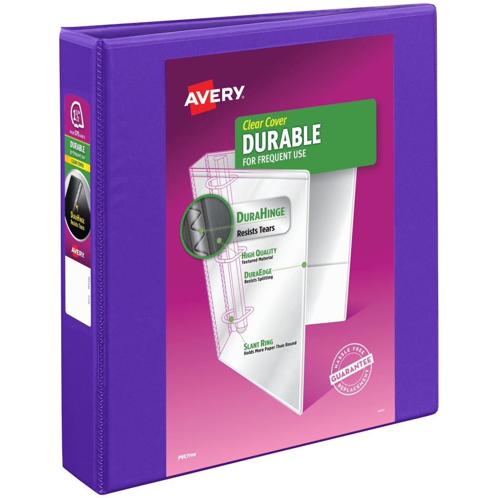 slide 2 of 3, Avery Durable Clear Cover Binder - Assorted, 1.5 in