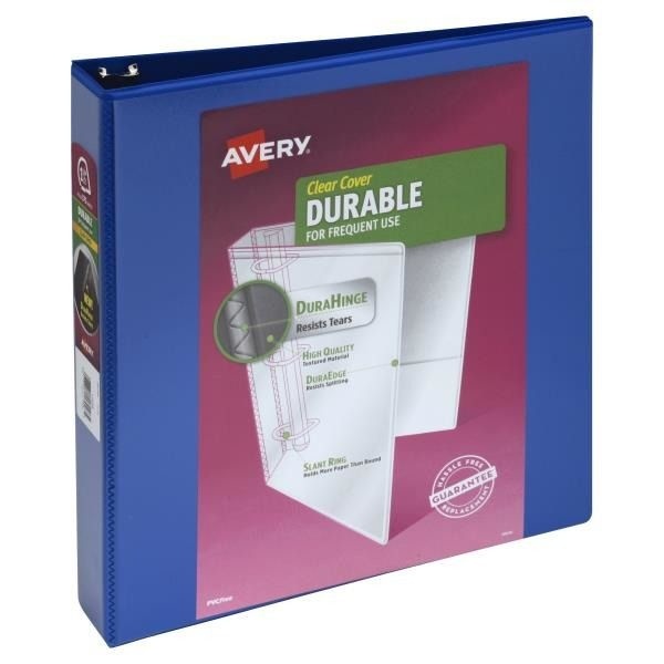 slide 1 of 1, Avery Durable Clear Cover Binder - Assorted, 1.5 in