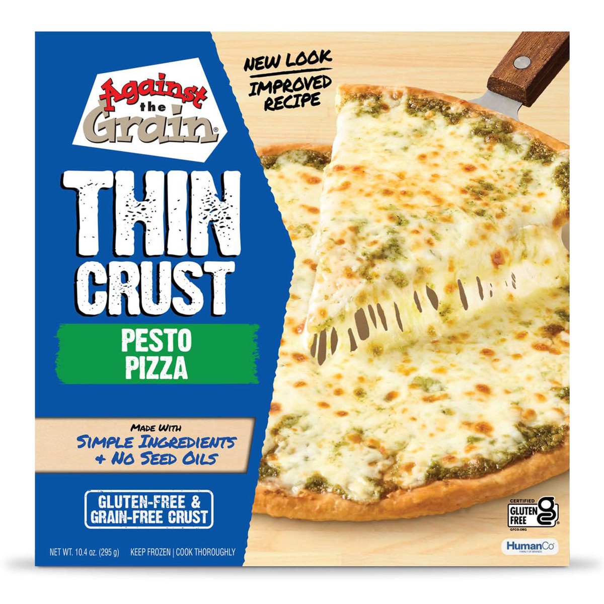 slide 2 of 10, Against the Grain Pizza, Thin Crust, Pesto, 10.4 oz