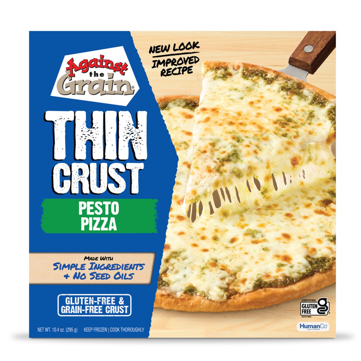 slide 7 of 10, Against the Grain Pizza, Thin Crust, Pesto, 10.4 oz