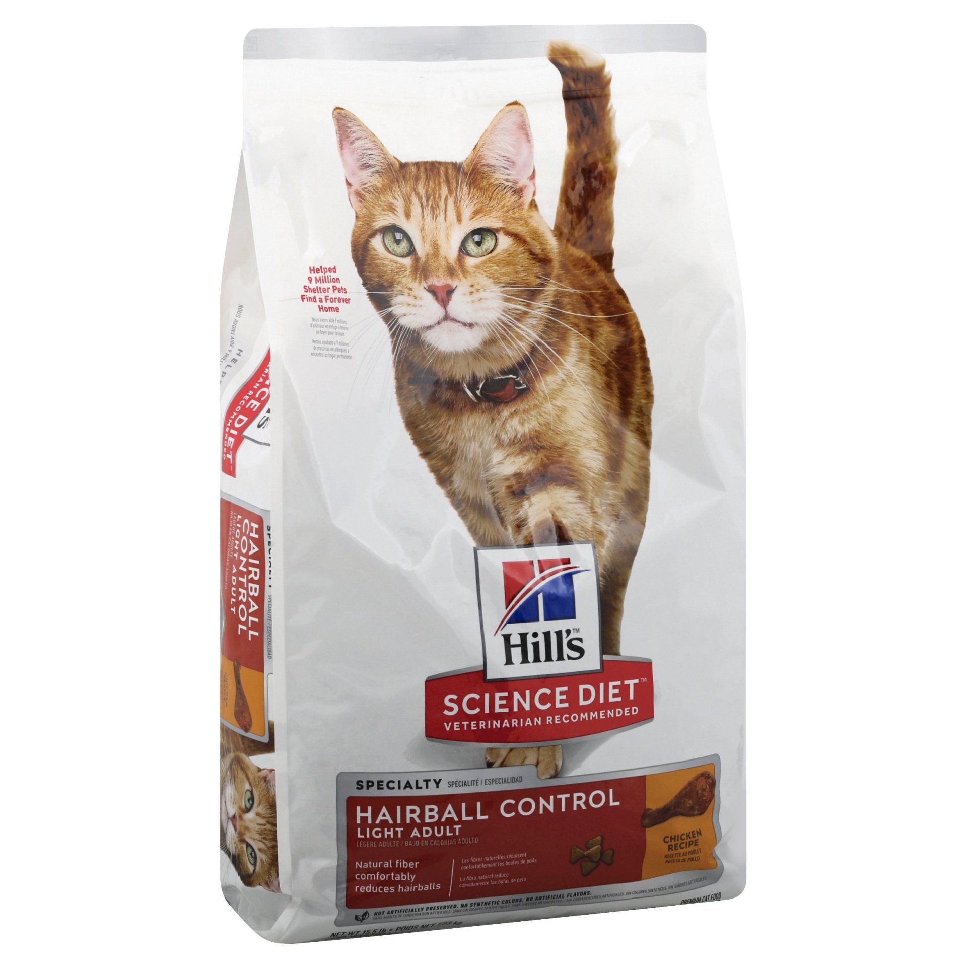 slide 1 of 1, Hill's Science Diet Adult Hairball Control Light Chicken Recipe Dry Cat Food, 15.5 lb
