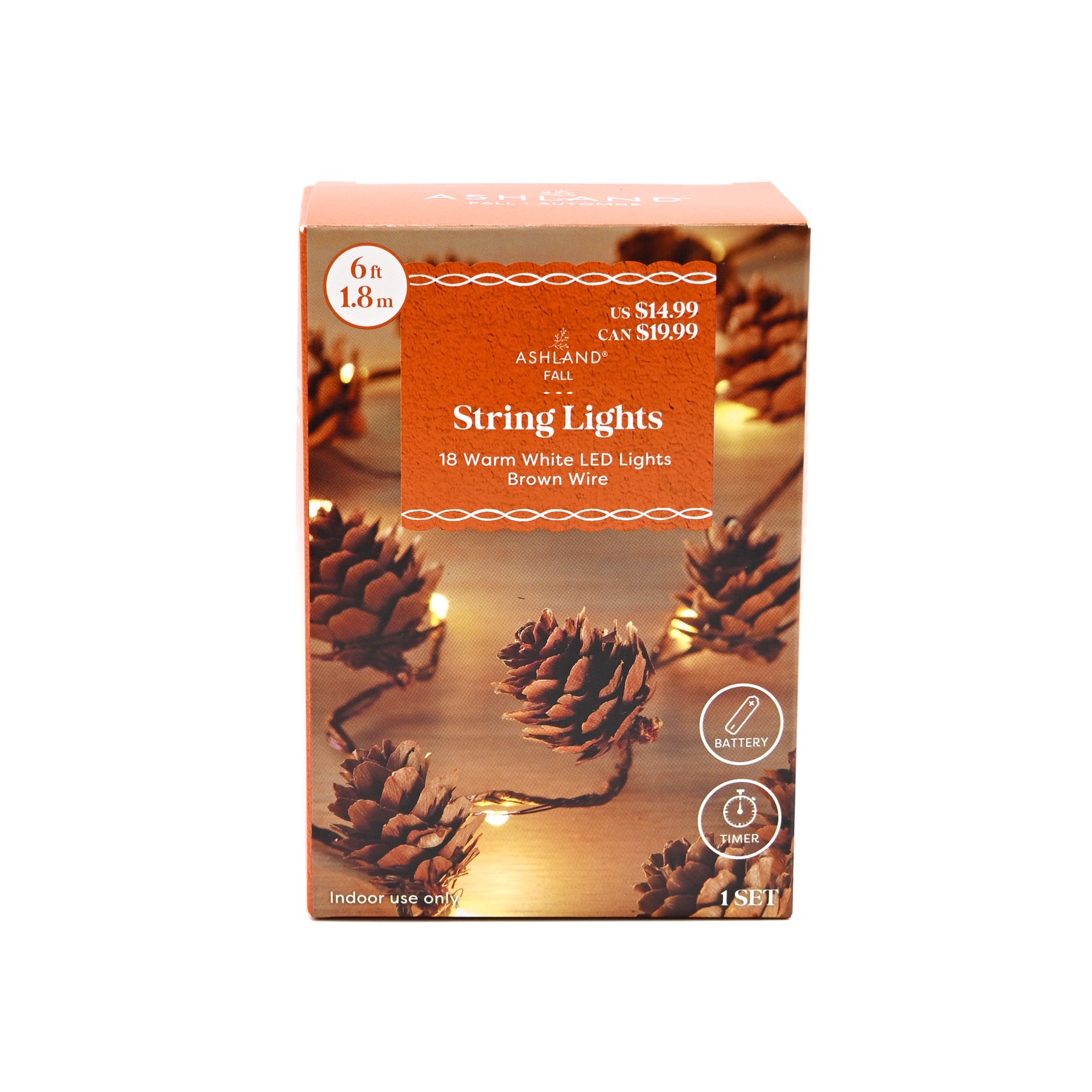 slide 3 of 4, 18ct. Warm White Led Pinecone String Lights By Ashland, 18 ct