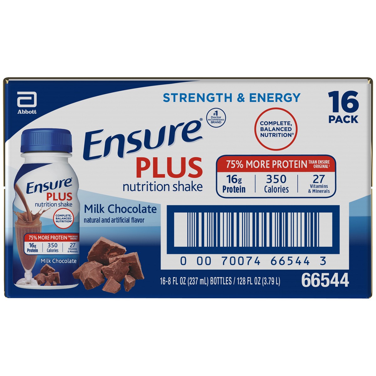 slide 5 of 9, Ensure Plus Nutrition Shake with 13 grams of high-quality protein, Meal Replacement Shakes, Milk Chocolate, 8 fl oz, 6 count, 48 fl oz