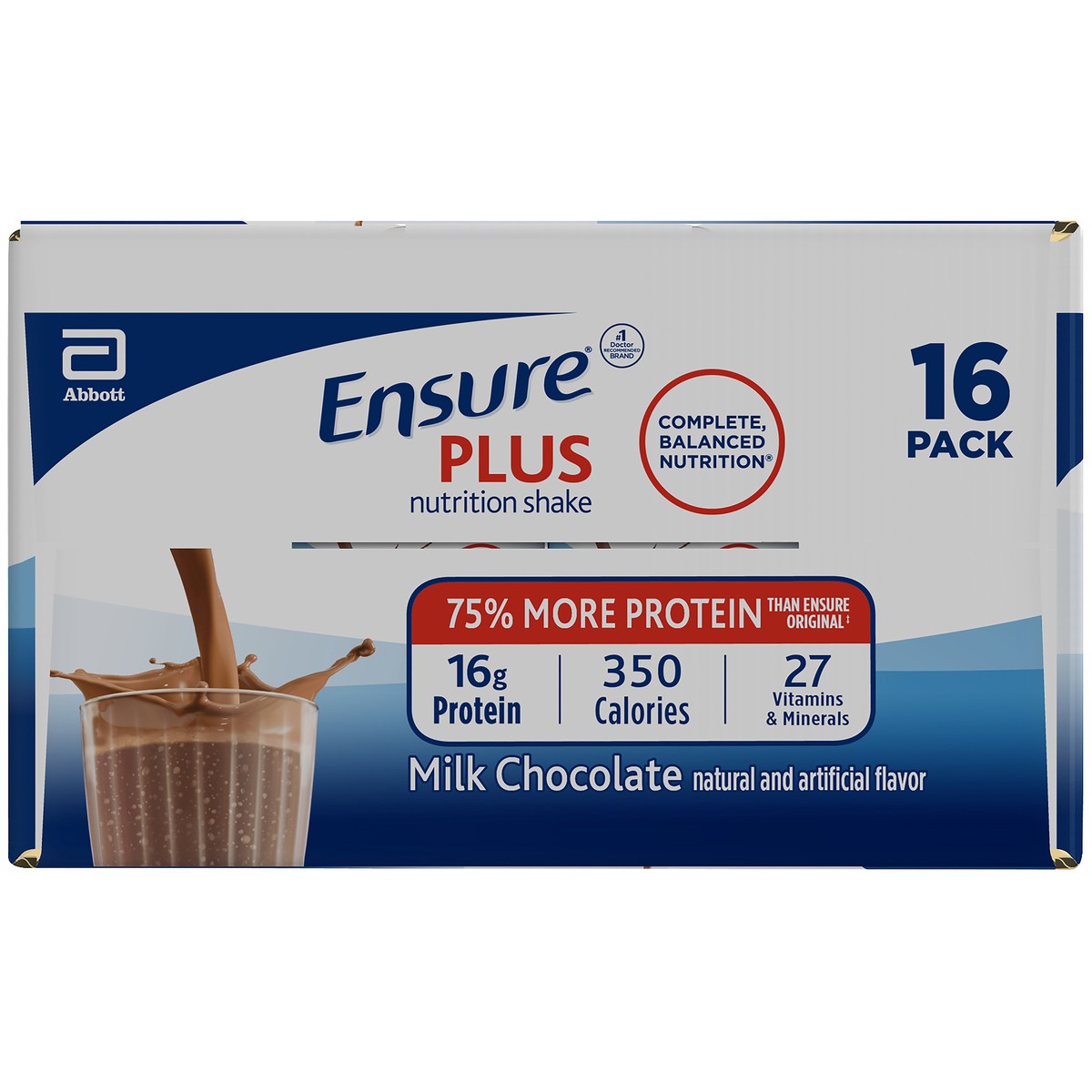 slide 7 of 9, Ensure Plus Nutrition Shake with 13 grams of high-quality protein, Meal Replacement Shakes, Milk Chocolate, 8 fl oz, 6 count, 48 fl oz