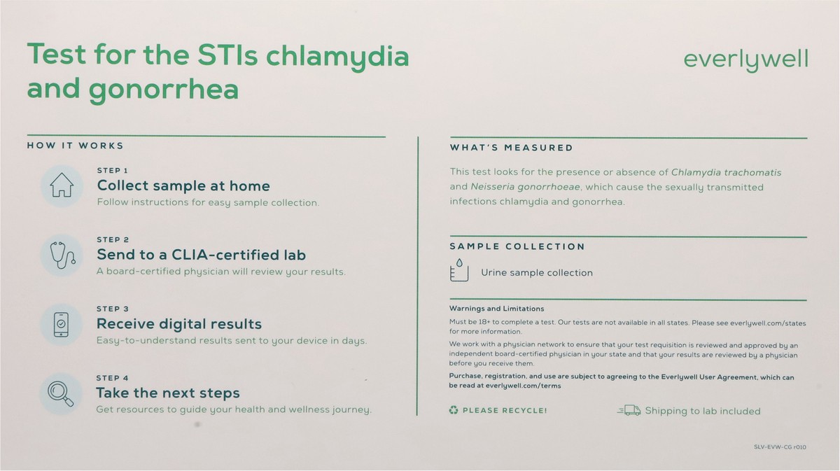 slide 12 of 12, Everywell Chlamydia & Gonorrhea Test 1 ea, 1 ct
