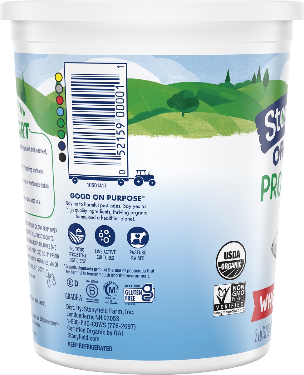 slide 7 of 12, Stonyfield Organic Whole Milk Probiotic Yogurt, Plain, 32 oz., 2 lb