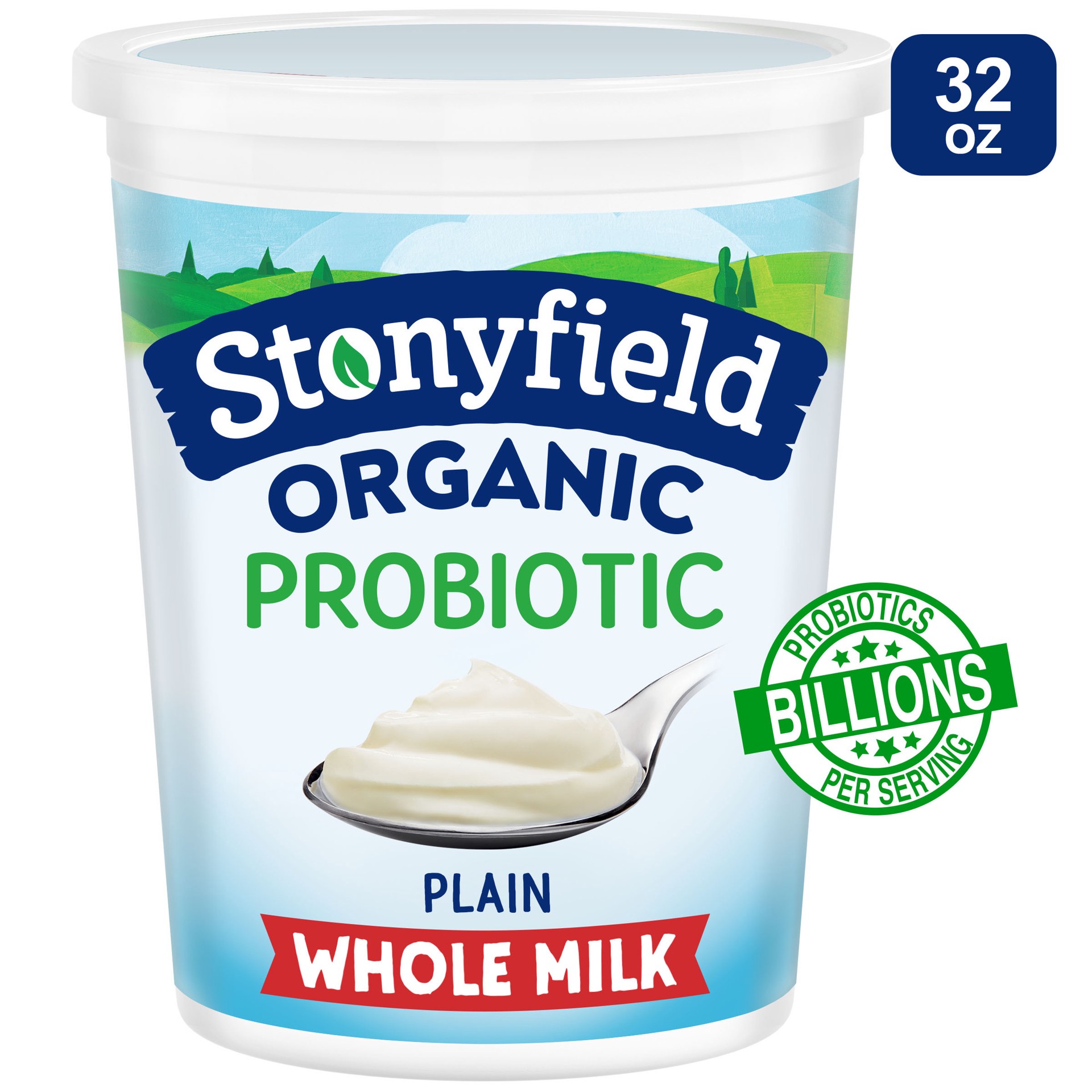 slide 1 of 12, Stonyfield Organic Whole Milk Probiotic Yogurt, Plain, 32 oz., 2 lb