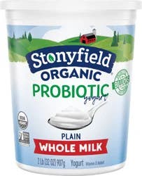 Stonyfield Organic Whole Milk Probiotic Yogurt, Plain, 32 oz.