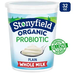 Stonyfield Organic Whole Milk Probiotic Yogurt, Plain, 32 oz.