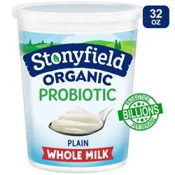 Stonyfield Organic Whole Milk Probiotic Yogurt, Plain, 32 oz.