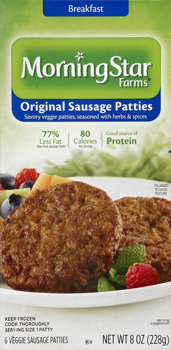 slide 1 of 7, MorningStar Farms Veggie Sausage Patties 6 ea, 8 oz