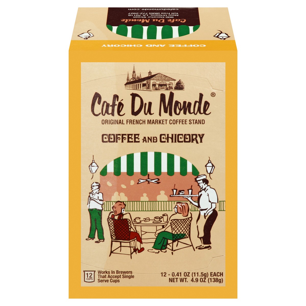 slide 1 of 9, Café Du Monde Single Serve Cups Coffee and Chicory 12 ea, 12 ct