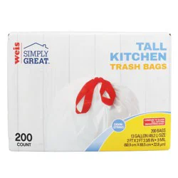 Weis Quality 13 Gallon Drawstring Tall Kitchen Trash Bags