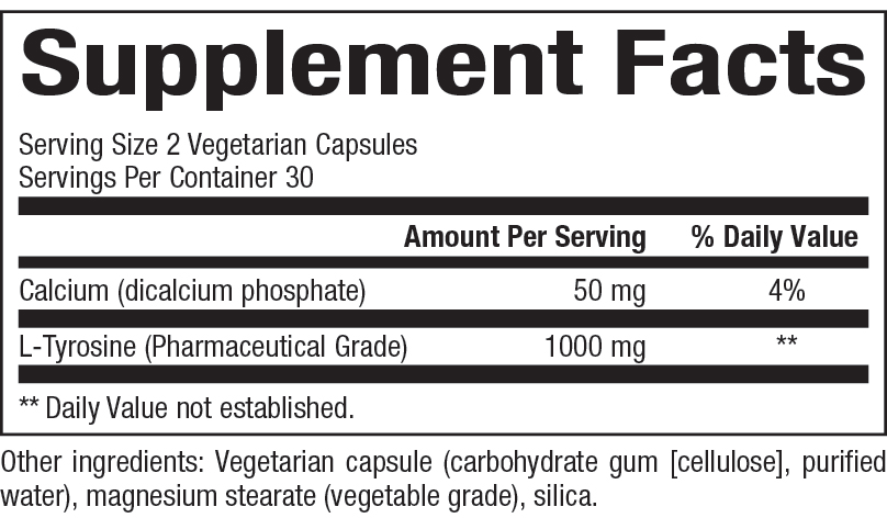 slide 2 of 2, Natural Factors L-tyrosine Dietary Supplement, 1 ct