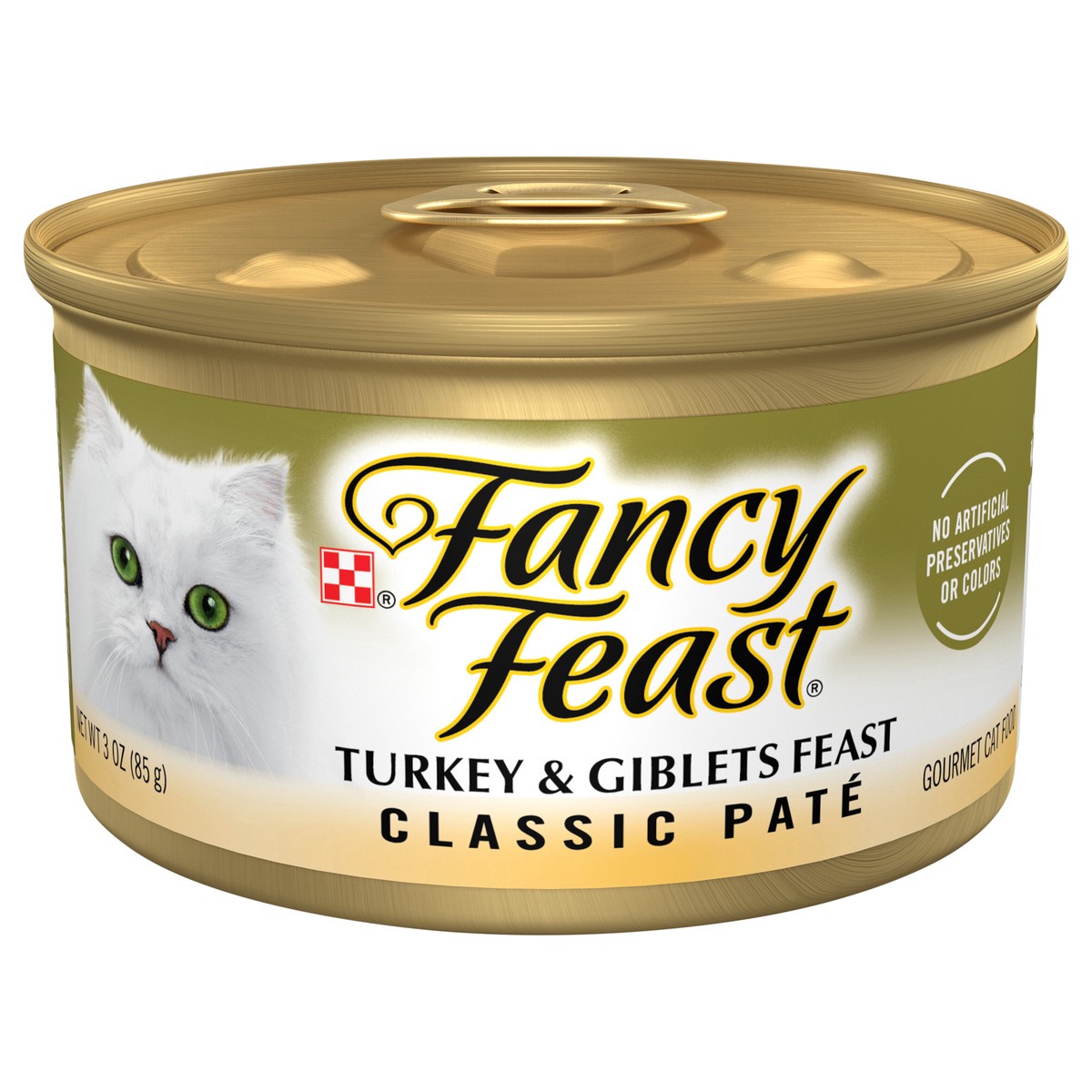 slide 1 of 2, Fancy Feast Purina Fancy Feast Pate Turkey and Giblets Feast Classic Grain Free Wet Cat Food Pate, 3 oz