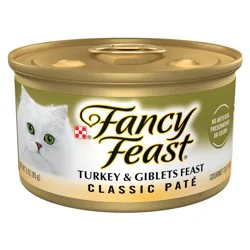 Purina Fancy Feast Pate Turkey and Giblets Feast Classic Grain Free Wet Cat Food Pate