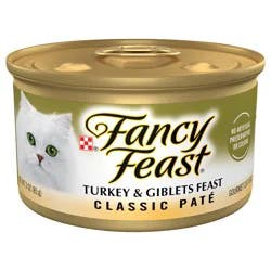 Fancy Feast Purina Fancy Feast Pate Turkey and Giblets Feast Classic Grain Free Wet Cat Food Pate