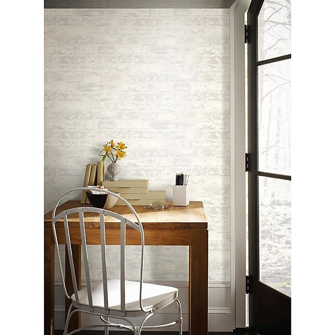 slide 2 of 5, RoomMates Stuccoed Brick Peel & Stick Wallpaper - White, 1 ct