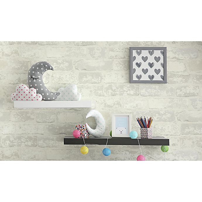 slide 5 of 5, RoomMates Stuccoed Brick Peel & Stick Wallpaper - White, 1 ct