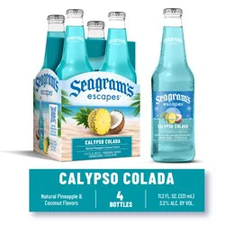 Seagram's Our Calypso Colada is inspired by the classic piña colada cocktail, no blender required! Calypso Colada is fruity, refreshing and bursting with creamy coconut and tart pineapple flavors, and the color is guaranteed to pop on your IG stories!