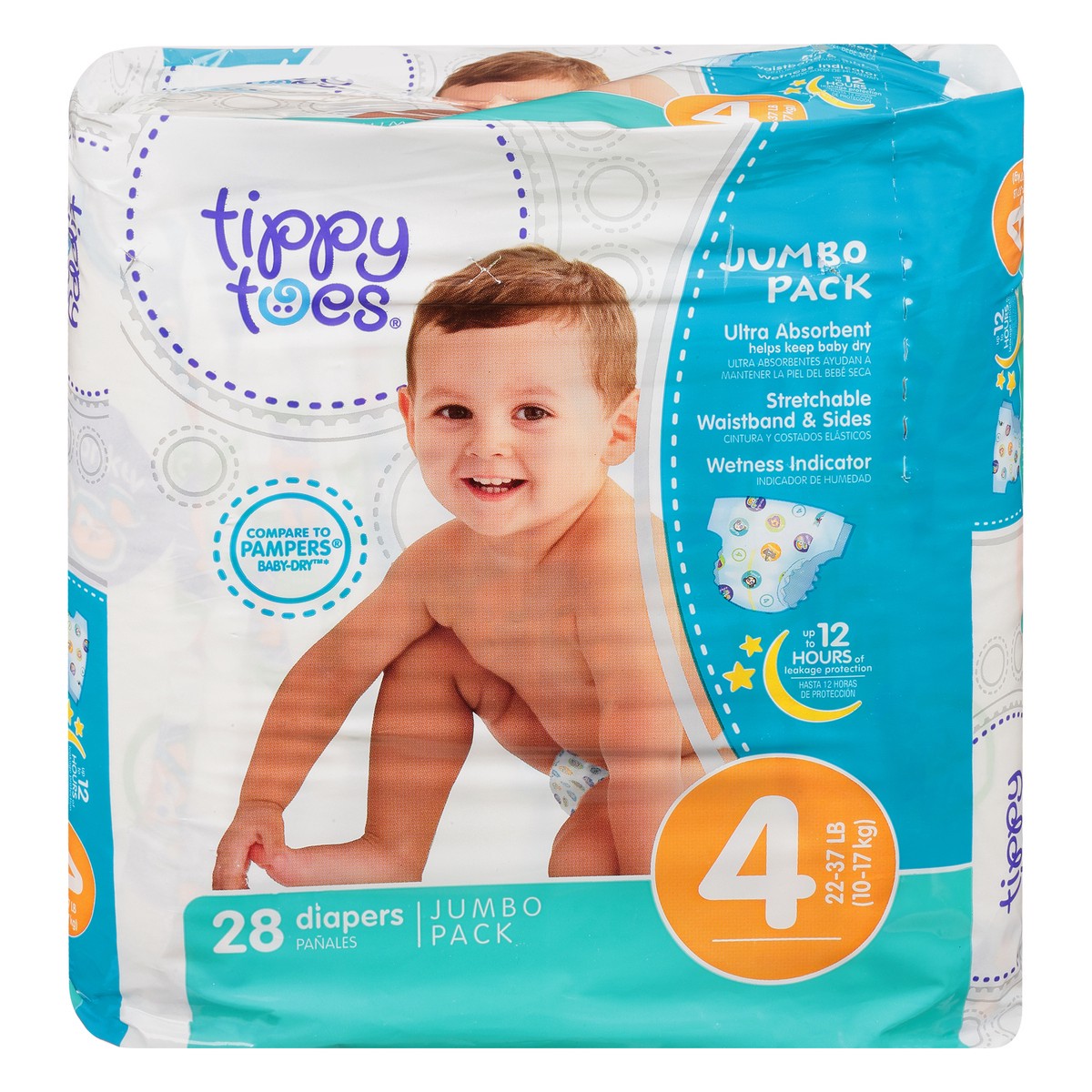 slide 1 of 8, Tippy Toes Size 4 Ultra Jumbo Diapers, 28 ct