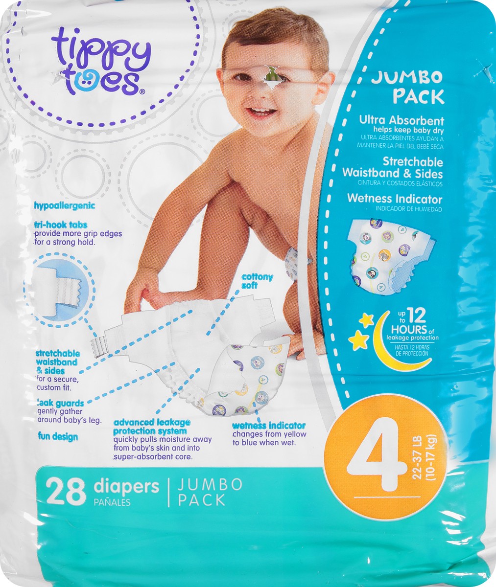 slide 8 of 8, Tippy Toes Size 4 Ultra Jumbo Diapers, 28 ct