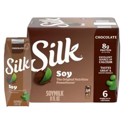 Silk Soy Milk, Chocolate, Shelf Stable, Dairy Free, Lactose Free, Vegan Milk With 8g Protein Per Serving, 8 fl oz Carton, 6 ct