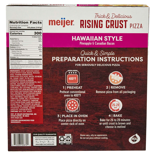 slide 20 of 29, Meijer Rising Rust Hawaiian Style Pizza, 29.9 oz
