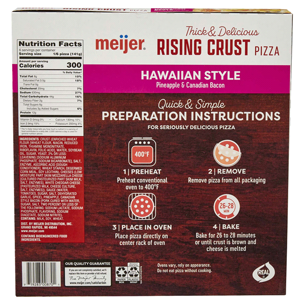 slide 6 of 29, Meijer Rising Rust Hawaiian Style Pizza, 29.9 oz