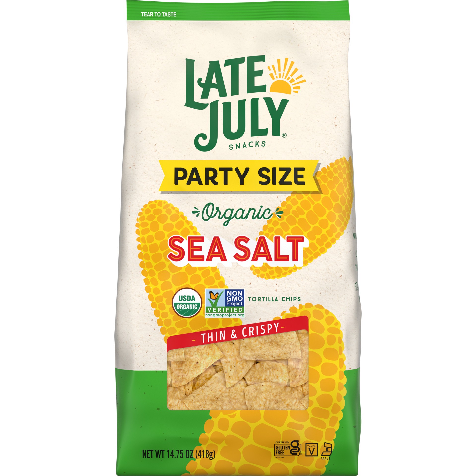 slide 1 of 5, Late July Snacks Late July Sea Salt Organic Tortilla Chips, 14.75 Oz Bag, 14.75 oz