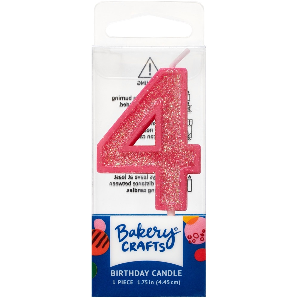 slide 1 of 1, DecoPac Four Birthday Candle Cake Decoration - Pink, 1 ct