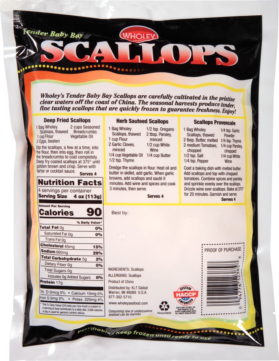 slide 8 of 12, Wholey Tender Baby Bay Scallops 16 oz, 16 oz