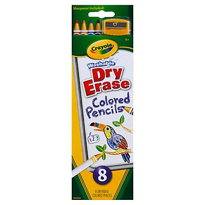 slide 1 of 1, Crayola Washable Dry Erase Colored Pencils, 8 ct