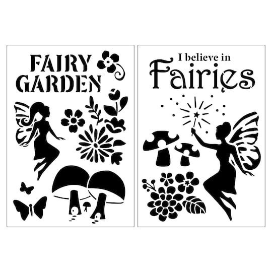slide 1 of 4, Fairy Garden Plastic Stencils, 7" X 10" By Craft Smart, 7 in x 10 in