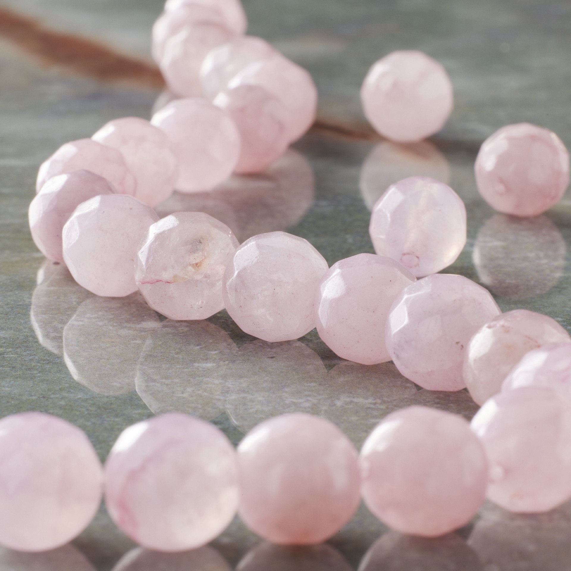 slide 2 of 3, Faceted Rose Quartz Round Beads, 10mm By Bead Landing, 10mm