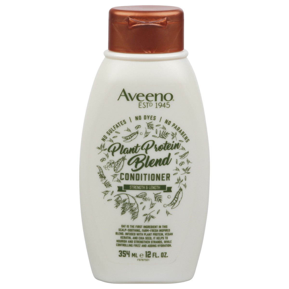 slide 1 of 9, Aveeno Plant Protein Blend Strength & Length Conditioner 12 fl oz, 12 oz