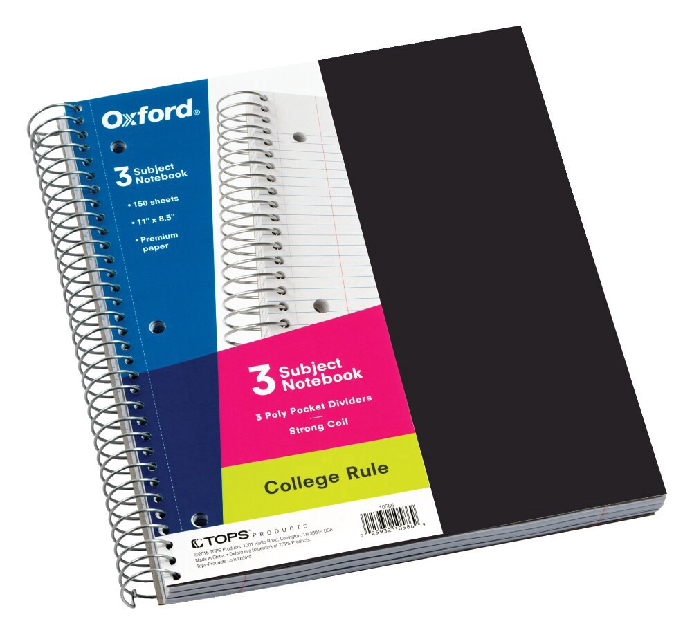slide 2 of 5, Oxford College Rule 3 Subject Notebook, 11 in x 8.5 in
