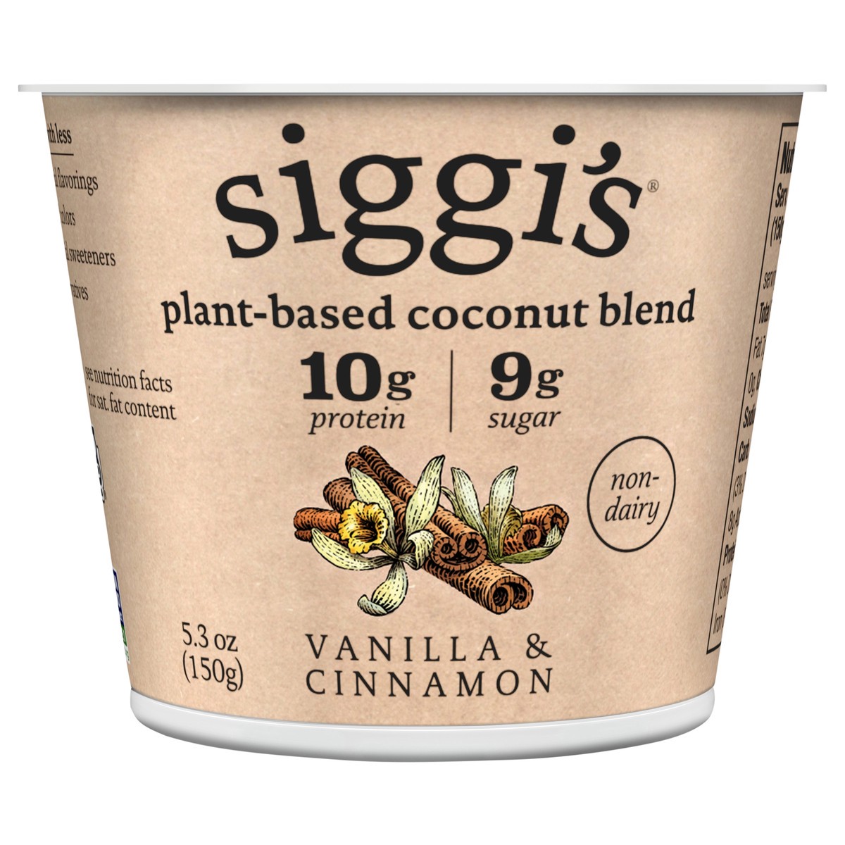 slide 1 of 3, siggi's Plant-Based Coconut Blend, Vanilla Cinnamon, 5.3 oz, 5.3 oz